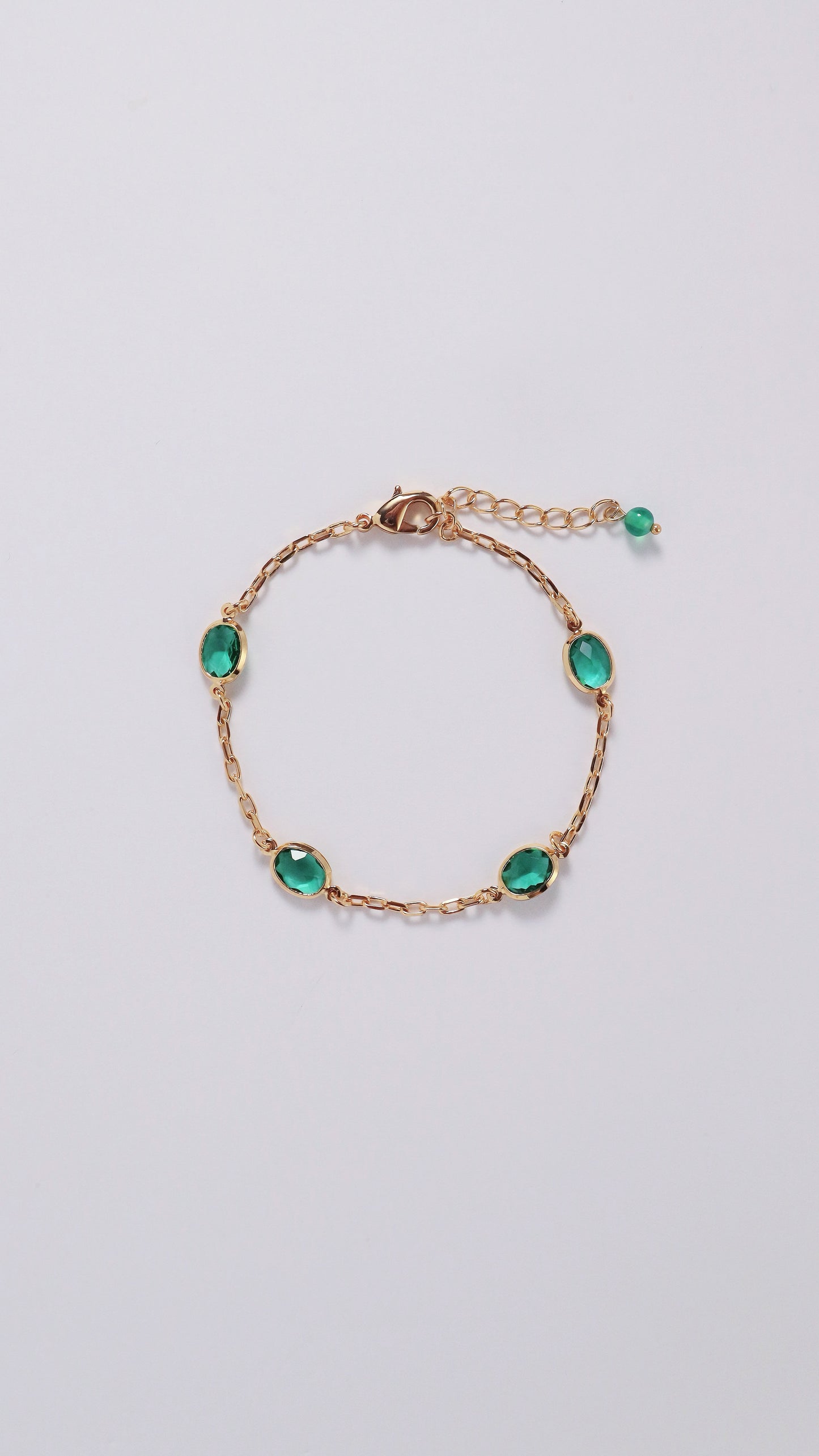 Translucent Green Art Glass Bracelet with Gold-Plated Accents
