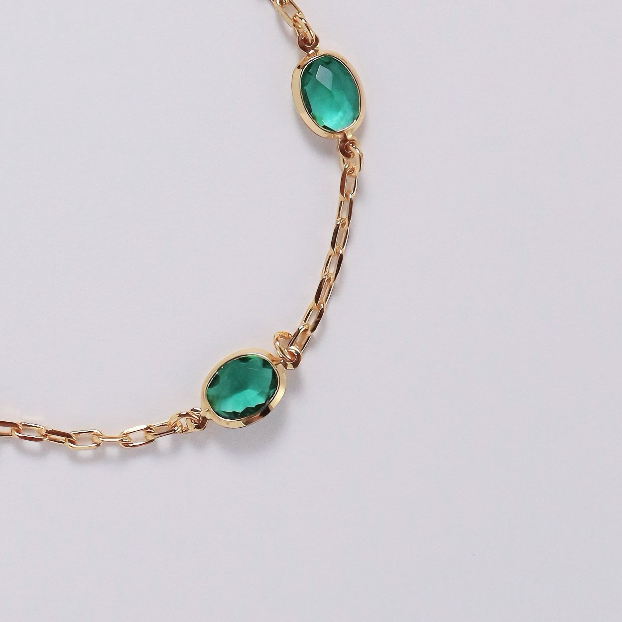 Translucent Green Art Glass Bracelet with Gold-Plated Accents