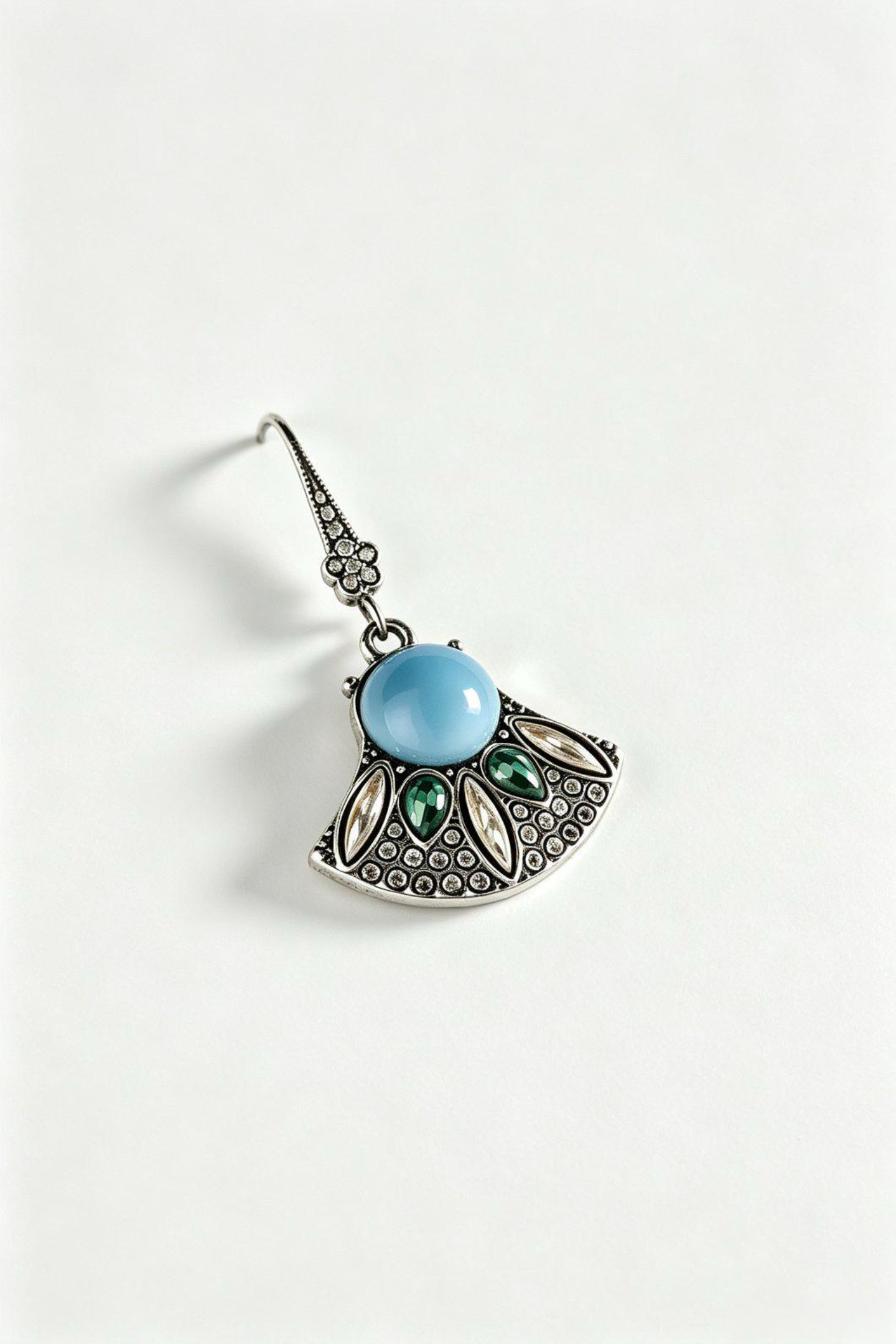 Intricate Turquoise Fan-Shaped Drop Earrings