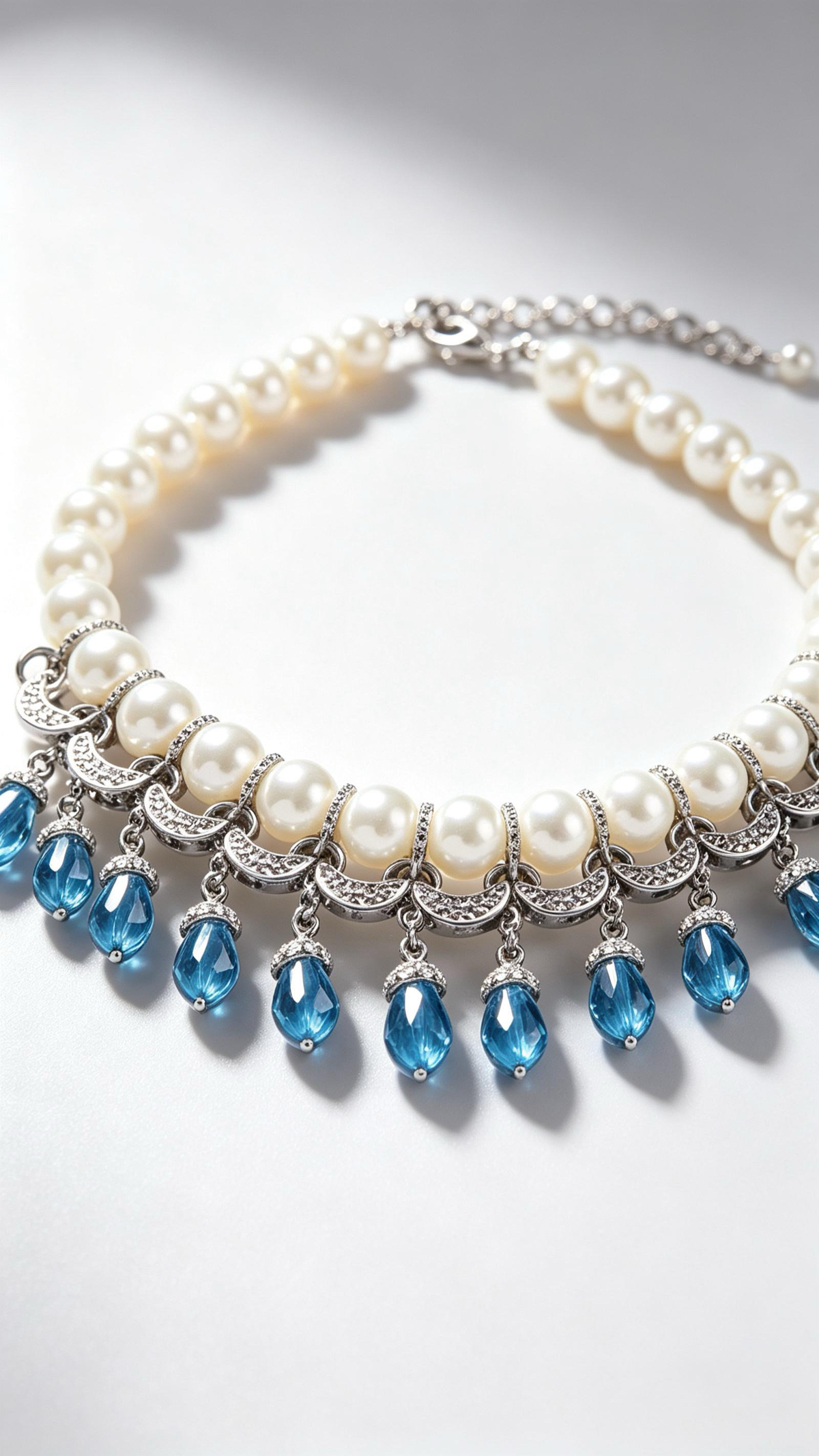 Heavy industry silver-plated faux pearl necklace