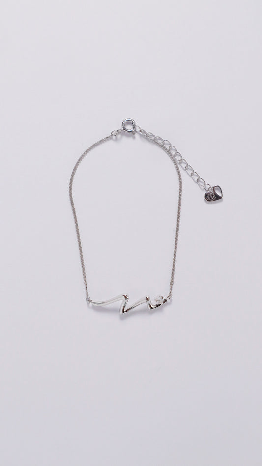 Irregular Wave Bracelet, Silver-Plated Copper