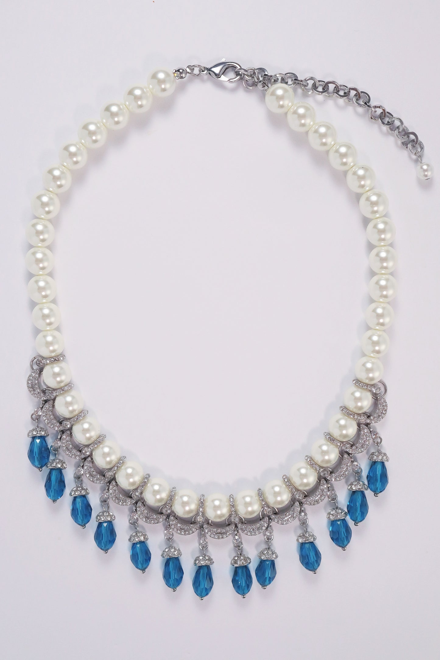 Heavy industry silver-plated faux pearl necklace