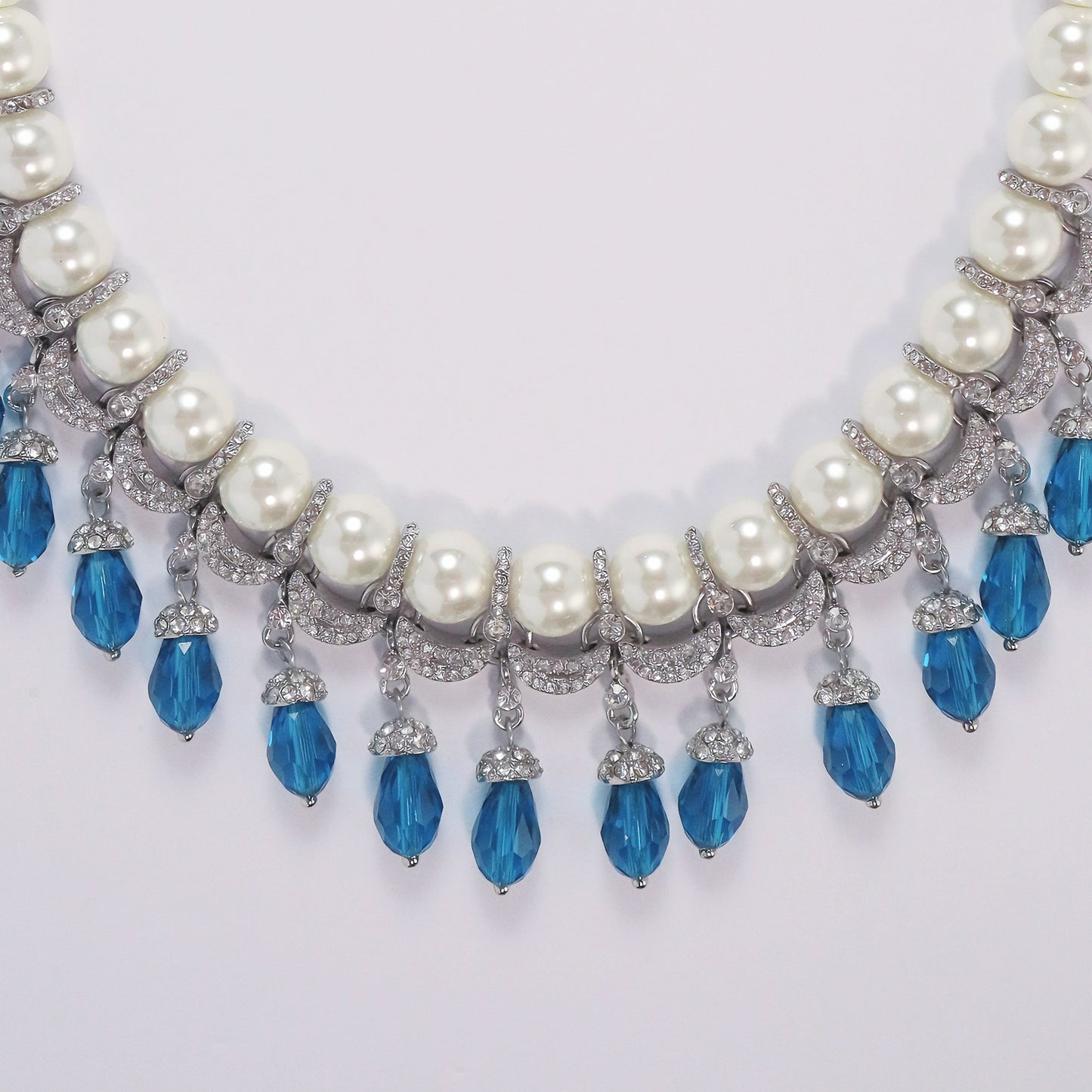 Heavy industry silver-plated faux pearl necklace