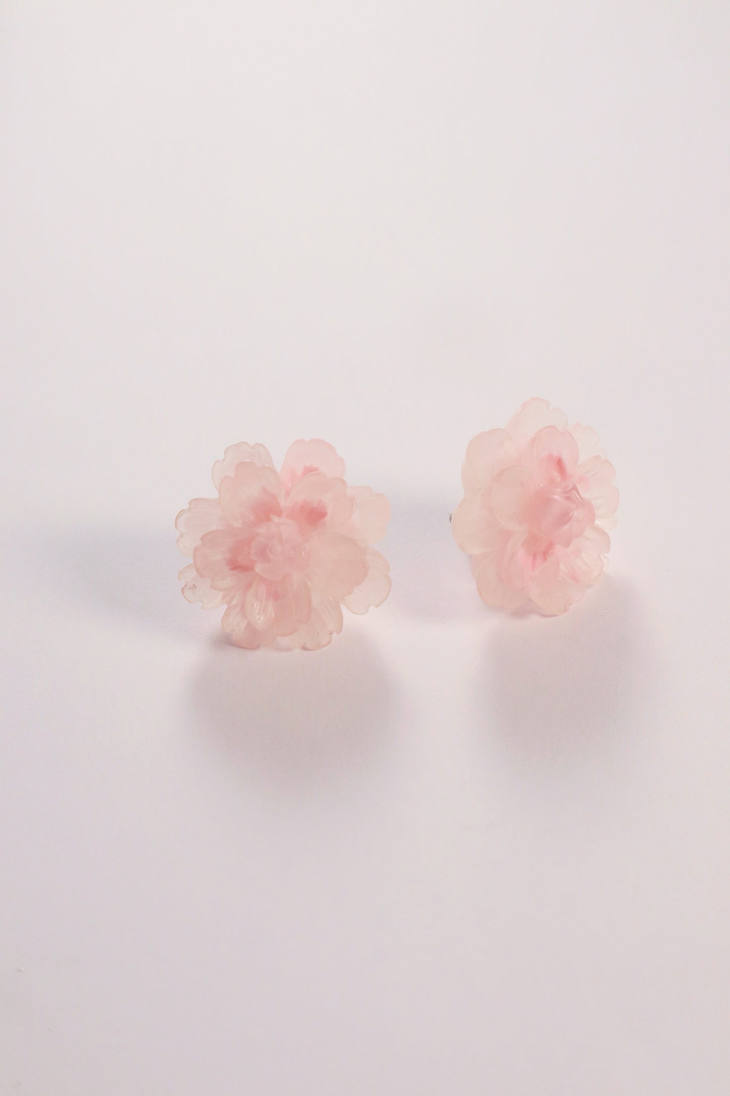 Textured Resin Pink Bloom Stud Earrings
