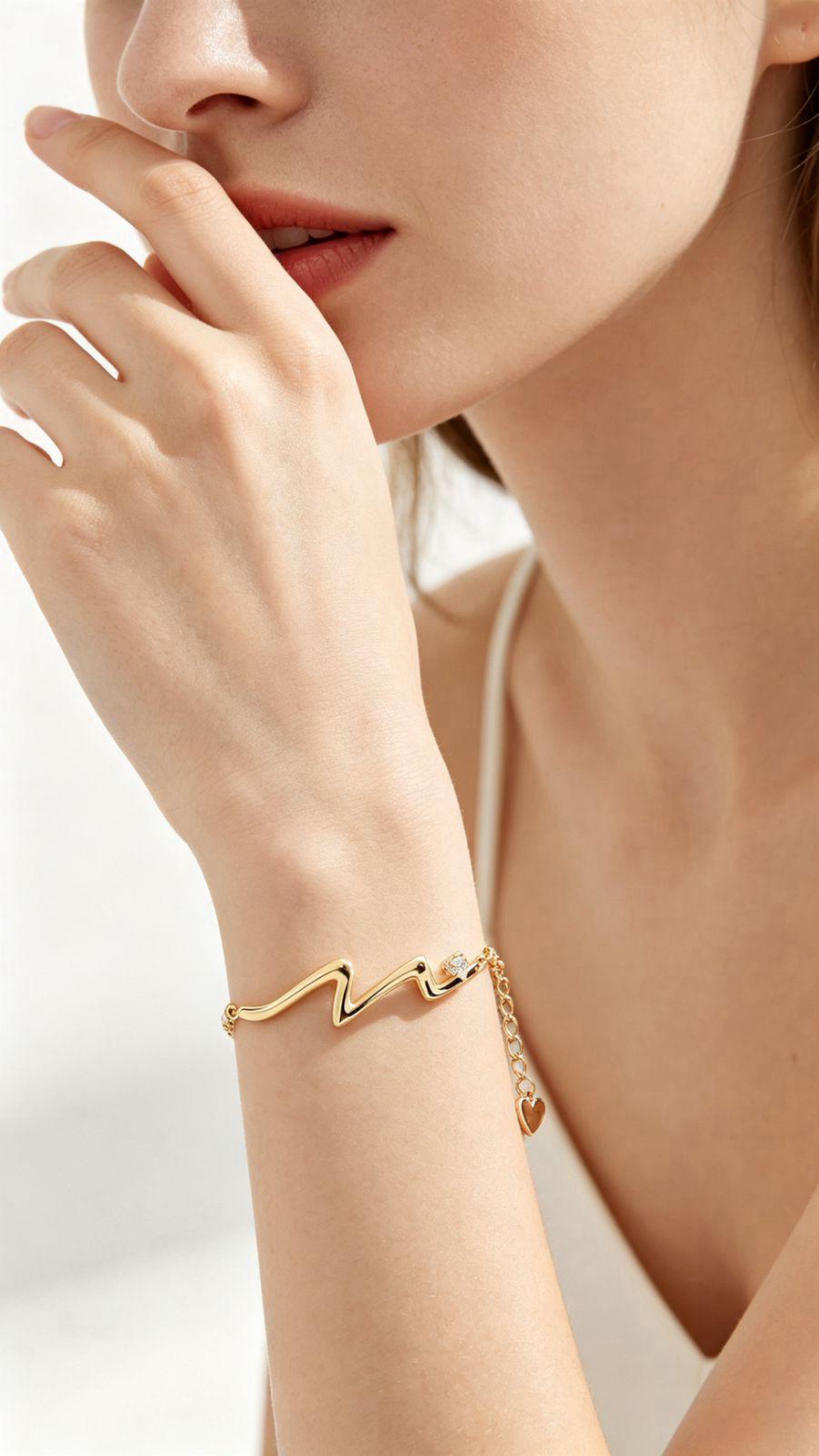 Irregular Wave Bracelet, Silver-Plated Copper