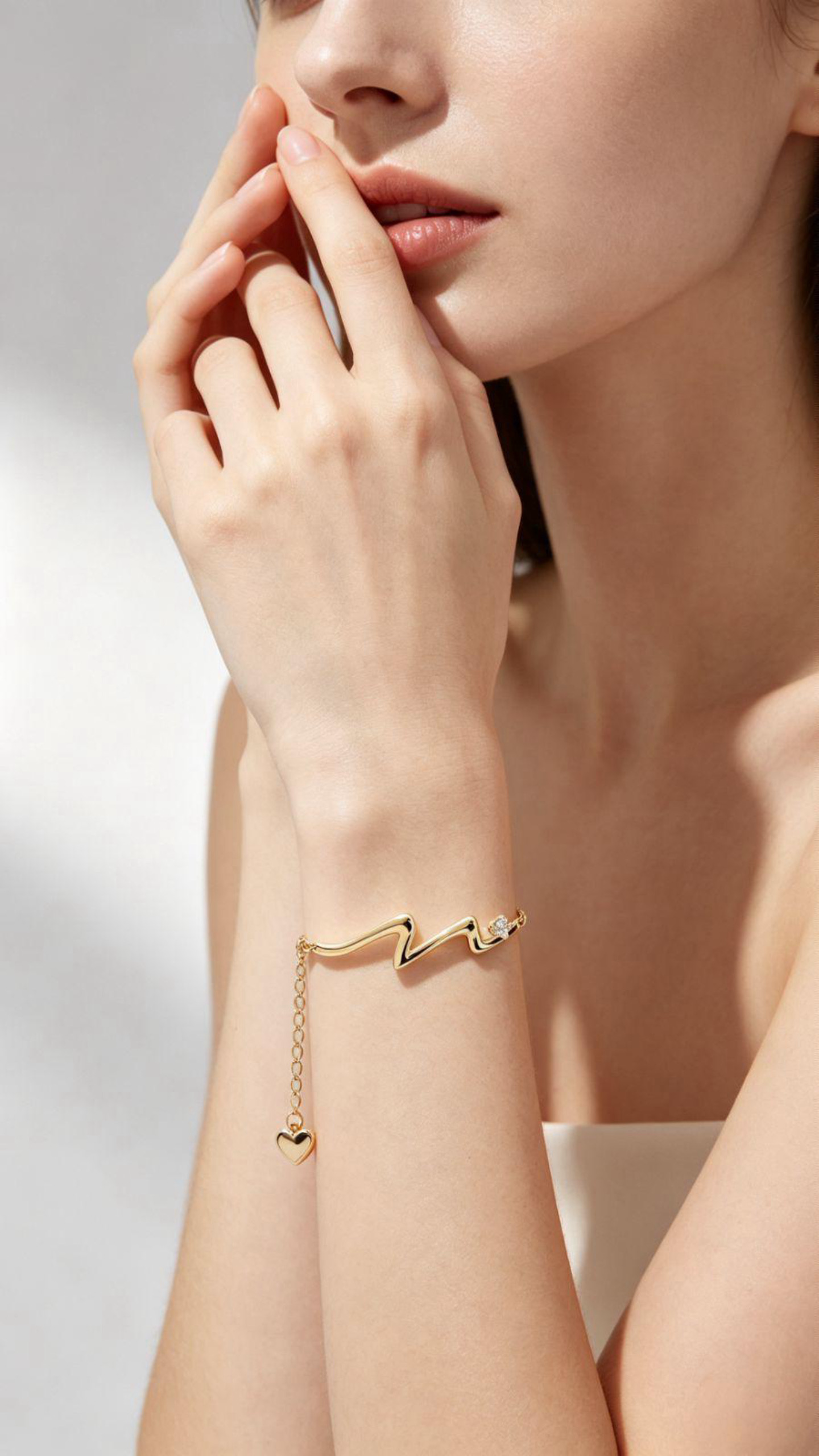 Irregular Wave Bracelet, Silver-Plated Copper