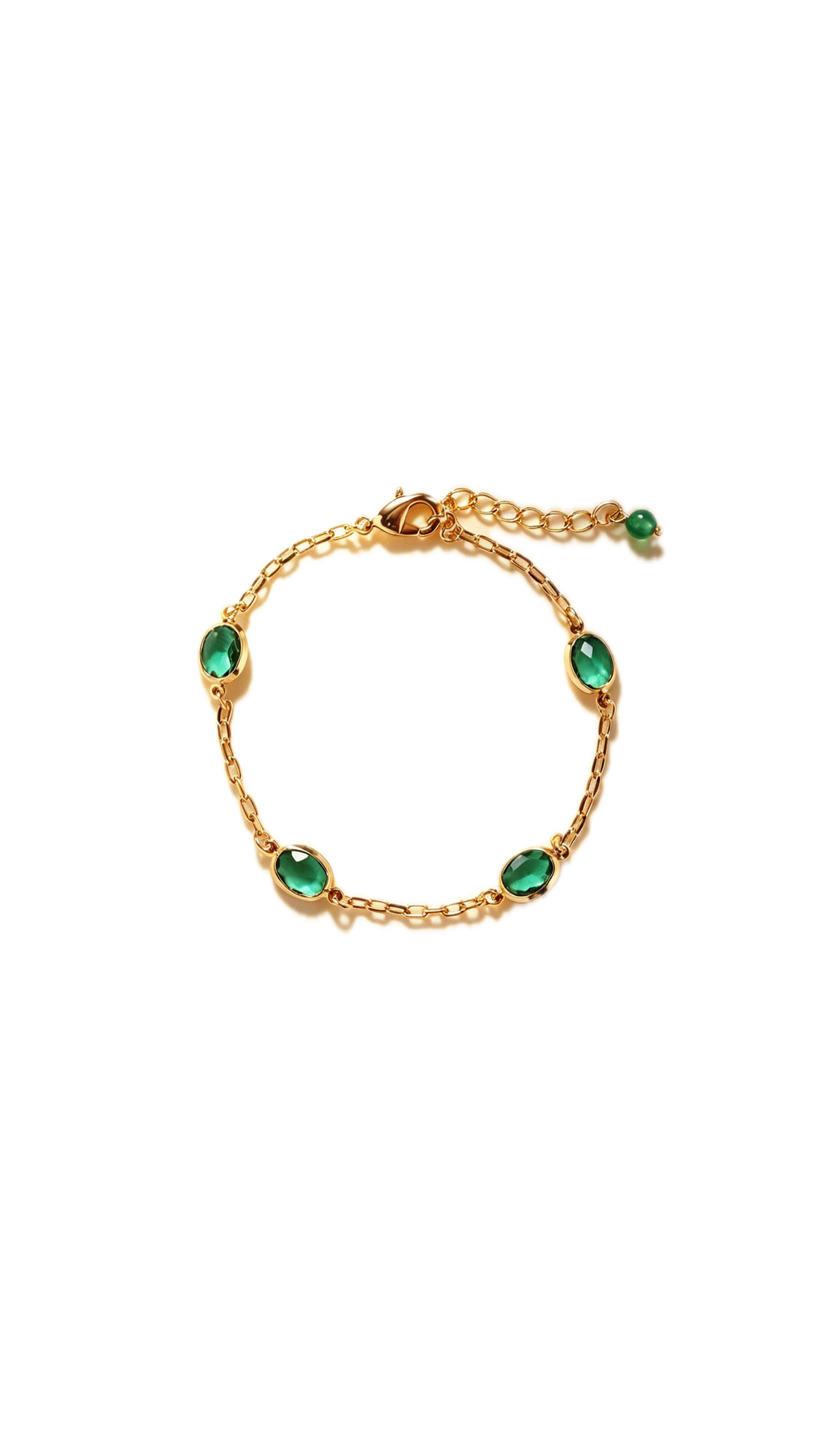 Translucent Green Art Glass Bracelet with Gold-Plated Accents
