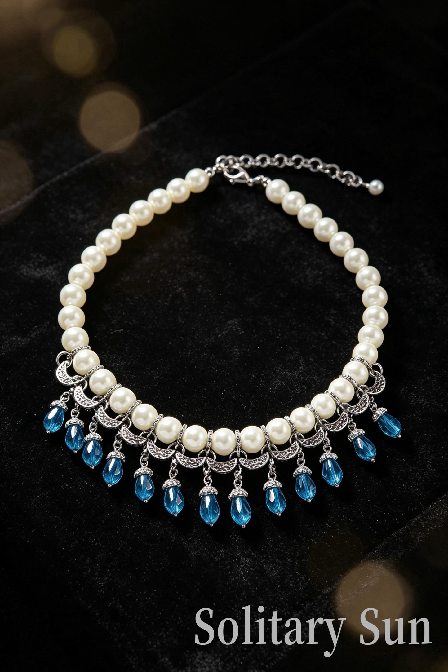 Heavy industry silver-plated faux pearl necklace