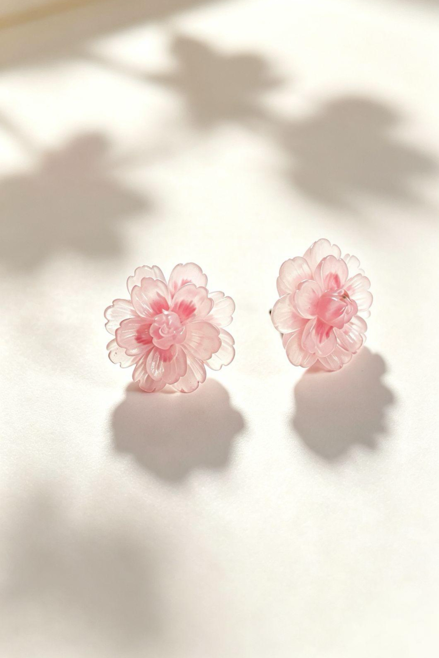 Textured Resin Pink Bloom Stud Earrings