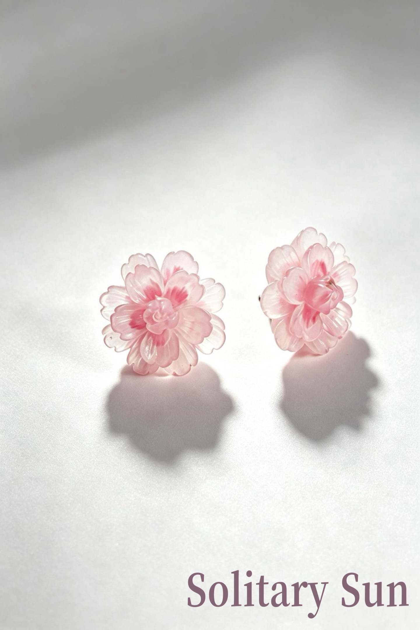 Textured Resin Pink Bloom Stud Earrings