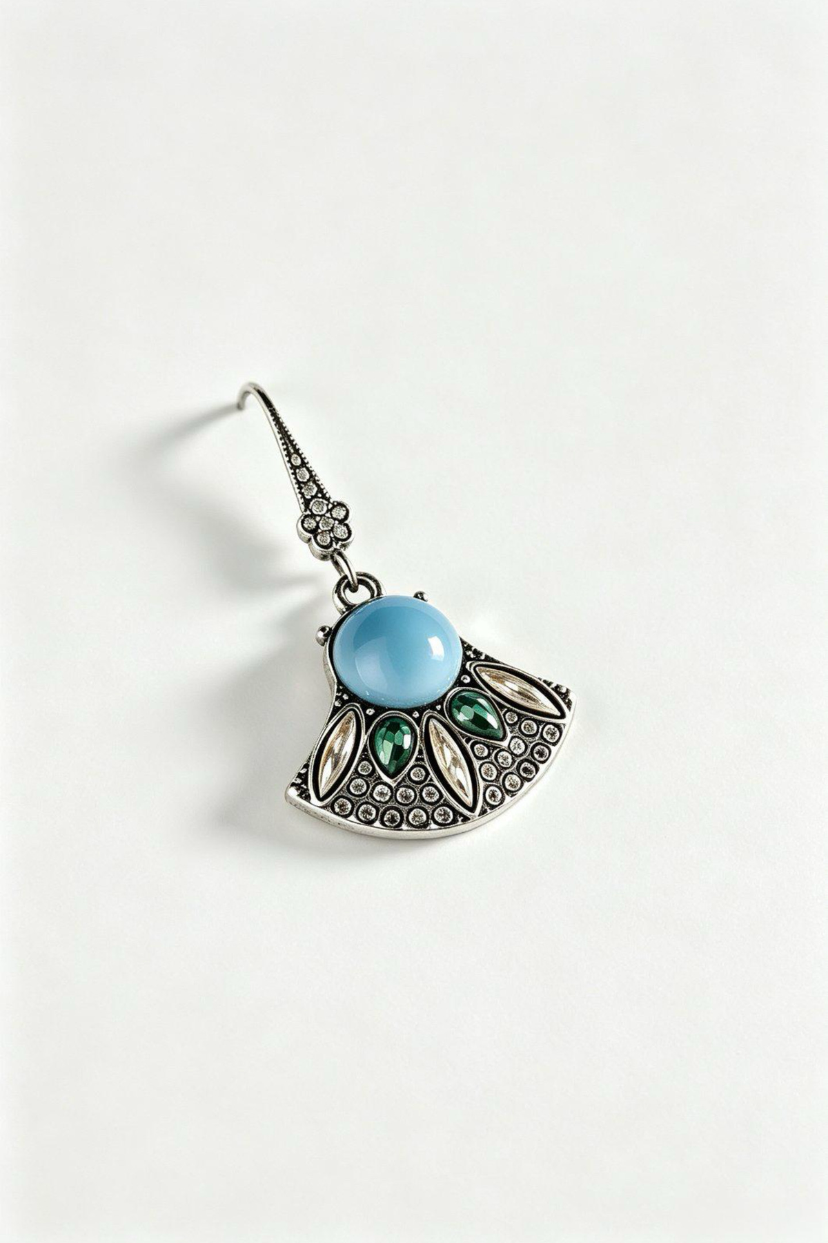 Intricate Turquoise Fan-Shaped Drop Earrings