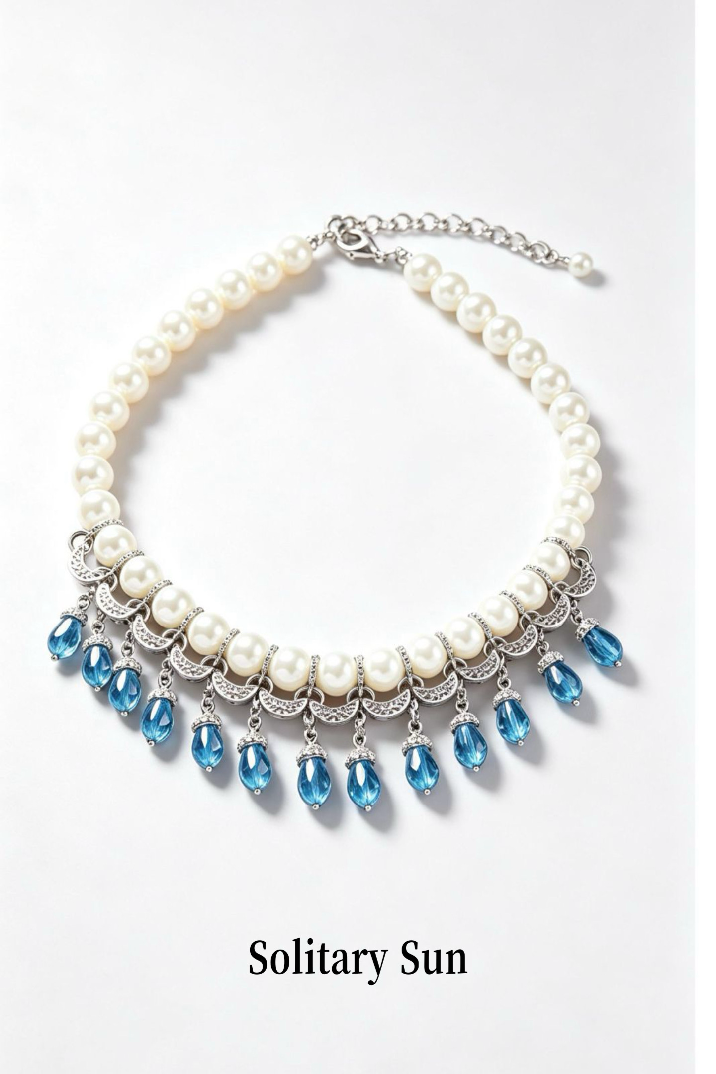 Heavy industry silver-plated faux pearl necklace