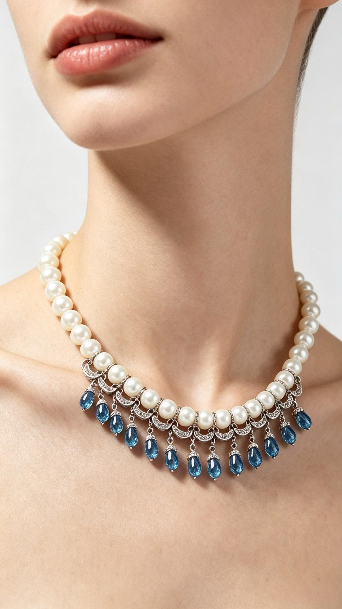 Heavy industry silver-plated faux pearl necklace