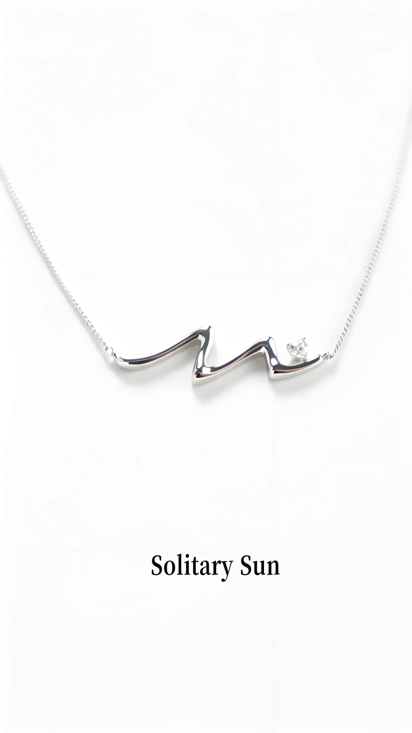 Heartbeat Wave Pendant Necklace, Minimal ECG Curve Choker With Tiny Heart Zircon, Gold & Silver Two Tone Dainty Jewelry Gift For Women