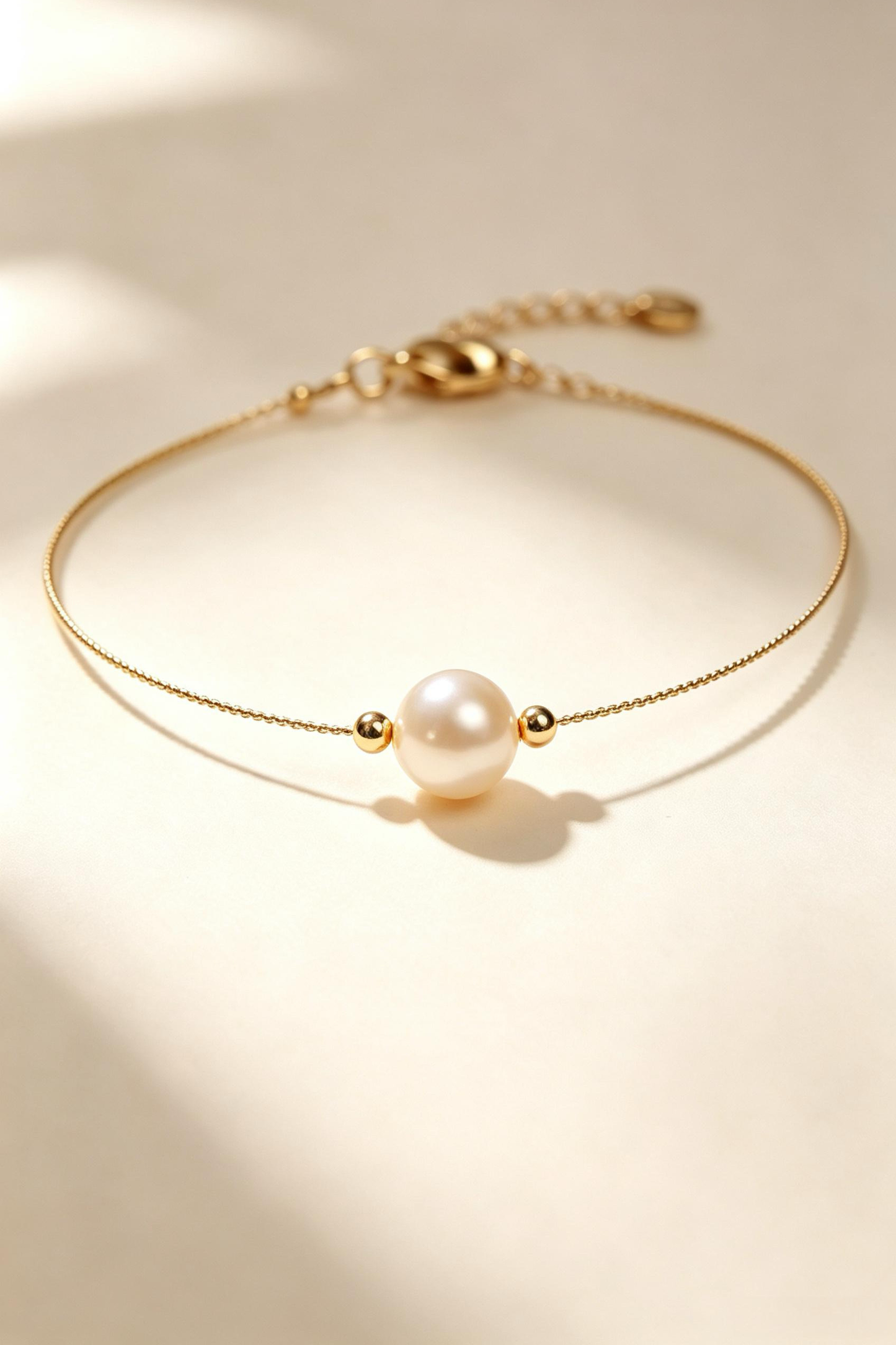 Minimalist Single Pearl Gold Chain Bracelet, Dainty Everyday Wrist Jewelry