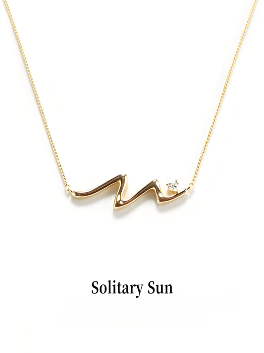 Heartbeat Wave Pendant Necklace, Minimal ECG Curve Choker With Tiny Heart Zircon, Gold & Silver Two Tone Dainty Jewelry Gift For Women